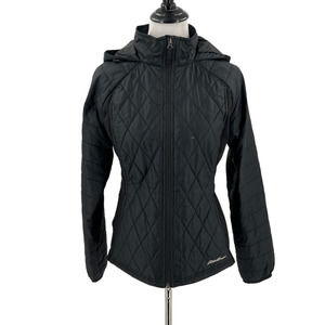 Eddie Bauer Womens Lightweight Puffer Jacket Fleece Sides